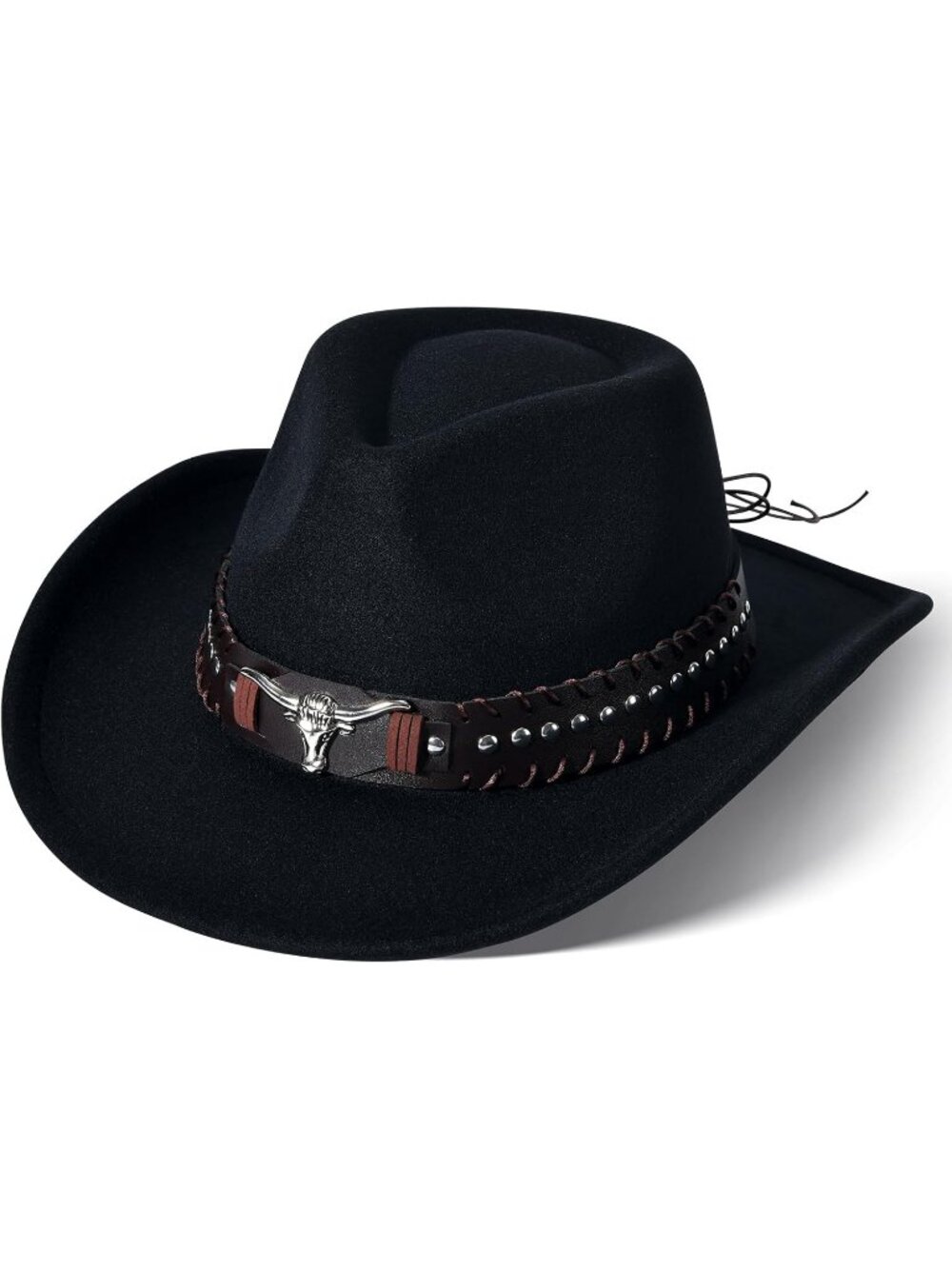 Women's Black 3 Western Cowgirl Hats Felt Fedora Hat Chapeau Halloween Costume